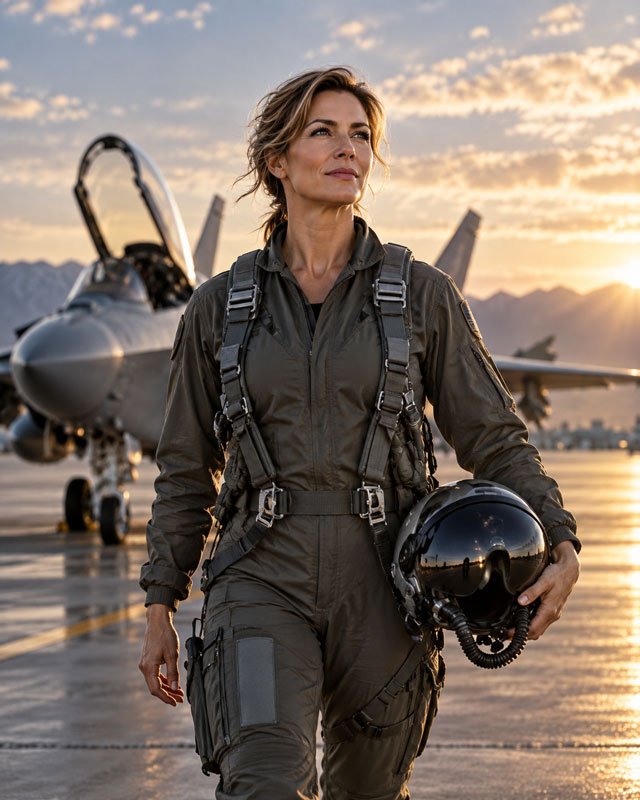 AI-generated test pilot look